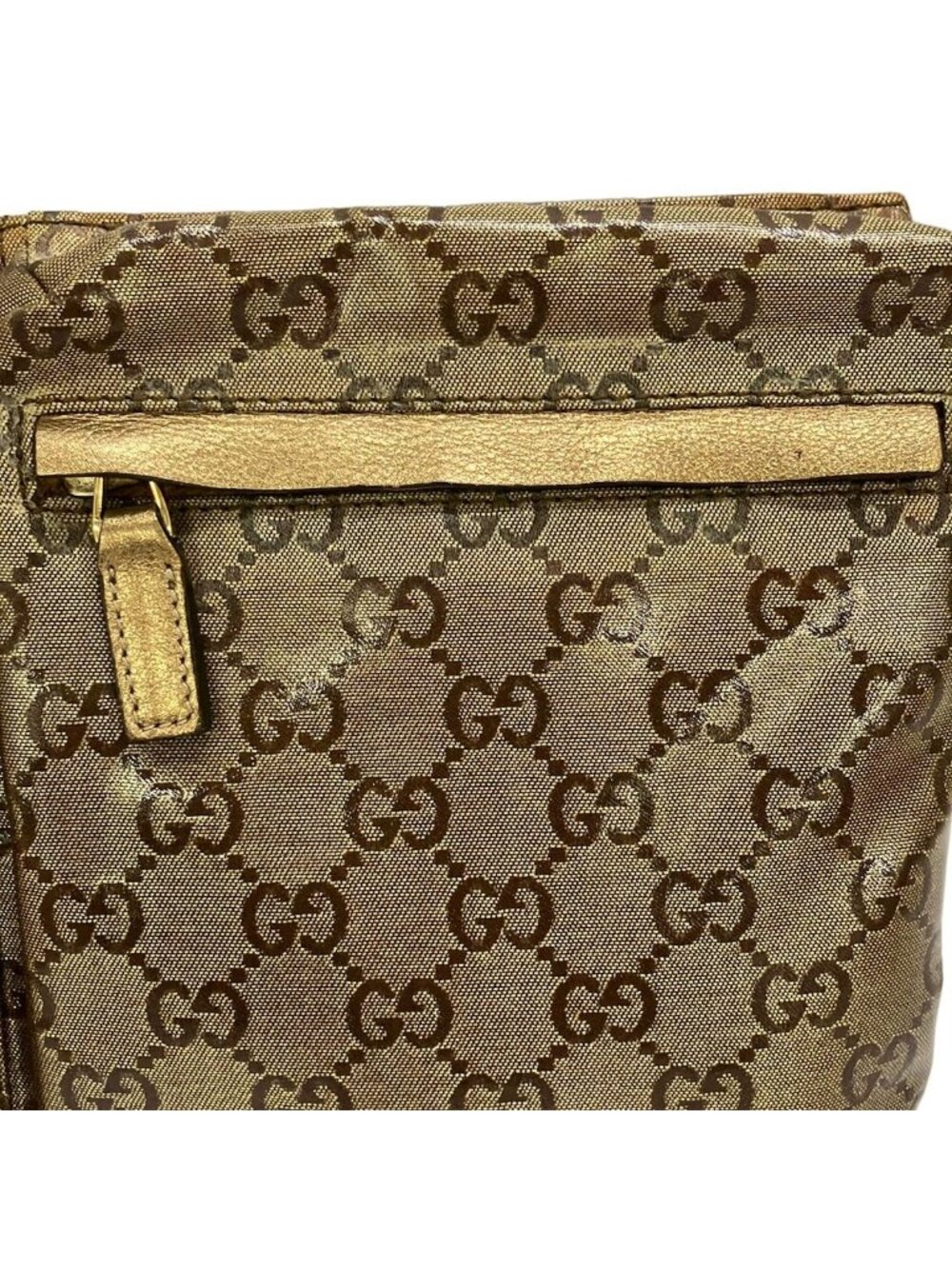 Gucci Waist Pouch Crystal GG Gold Leather - Picture 13 of 13